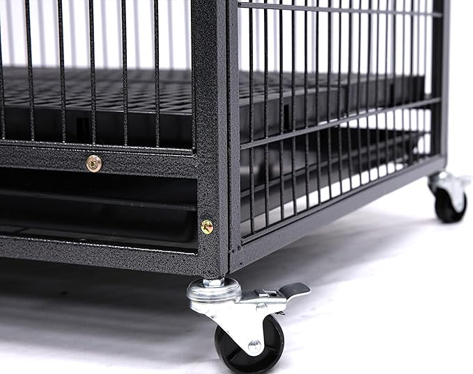 Homey Pet 37" Stackable Larger Heavy Duty Dog Cage w/Plastic Floor Grid, Open Top & Casters