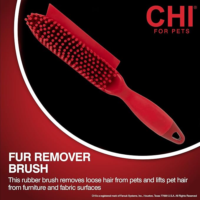 CHI for Dogs Rubber Fur Accumulator Brush - Multi-Use Dog Grooming Tool for Loose Hair and Lint - Effective Fur and Lint Remover for Furniture, Clothing, and Car Seats - Easy to Clean