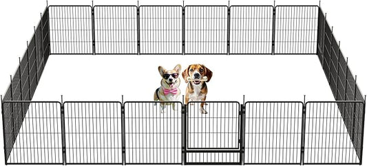 SunsGrove Dog Playpen for Indoor, Heavy Duty 32 Inch 24 Panels Dog Playpen for Small and Medium Dogs, Free and Safe Play Dog Fence, Black
