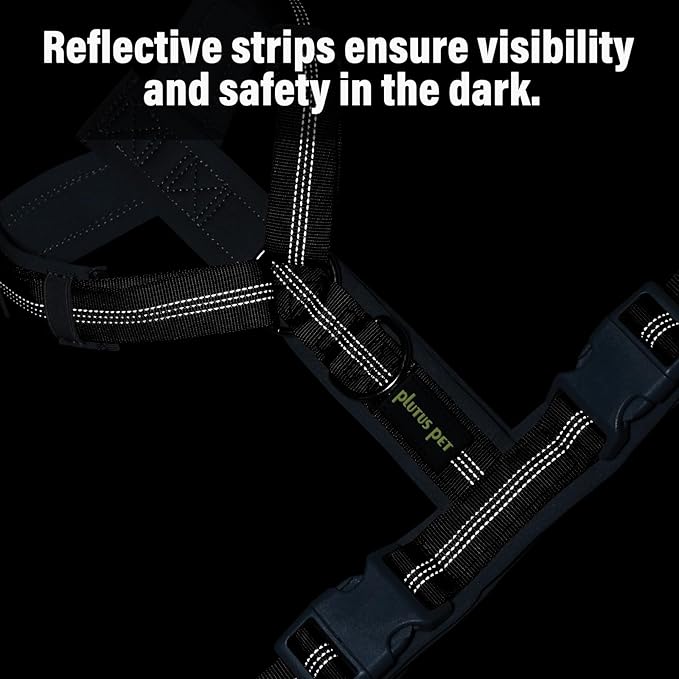 Plutus Pet No Pull Dog Harness, Adjustable Nylon Harness with Soft Padding, Reflective and Heavy Duty Dog Harness for Small, Medium, Large Dogs(Ranger Green, L)