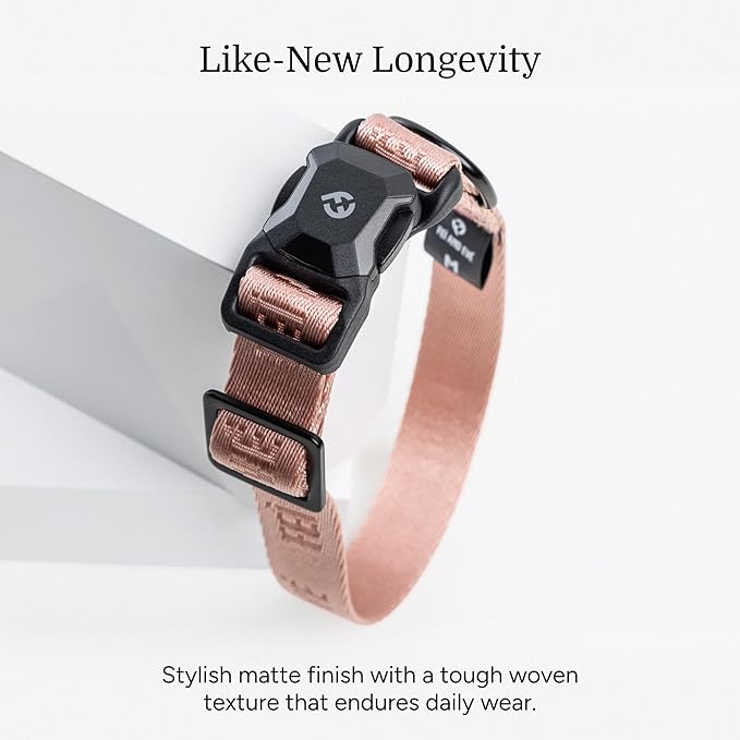 2025 New Edition, Fei & Eve MagEase Dog Collar - Patented Magnetic Buckles | Fur-Safe | Premium 210D Nylon | 450LB Escape-Proof | Adjustable Fit | Medium (Blush)