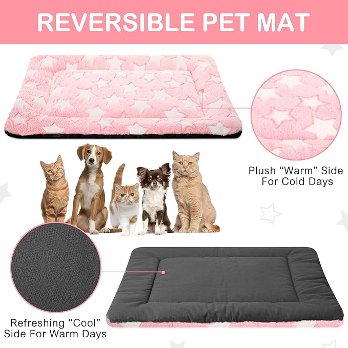 VitalCozy 4 Pcs Winter Dog Crate Pads, Ultra Soft Warm Washable Dog Cat Bed Mat for Pet Crate Comfortable Replaceable Reversible Kennel Pad for Small, Medium, Large Dogs(20 x 30 x 1.6 Inch,Colorful)