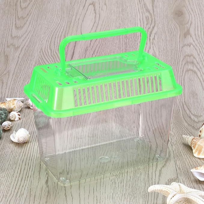 FRCOLOR Turtle Tank Kit 2-Pack Clear Acrylic Small Aquarium 7X4X4 Inch Compact Fish Tank for Reptiles Amphibians Habitat Household Breeding Box