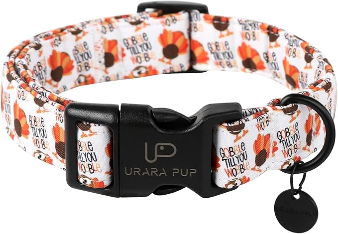 Thanksgiving Dog Collar, Turkey Cotton for Dog or Cat, Autumn Puppy With Lightweight Plastic Buckle, Great Gift for Girl Boy Dogs, L