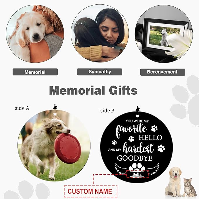 Pet Personalized Name Photo 30" Wind Chimes, Pet Memorial Gifts for Loss of Dog, Custom Picture Dog Remenbrance Gift in Memory, Sympathy Family Love Pets Dogs Cat Gift for Son Daughter Friends