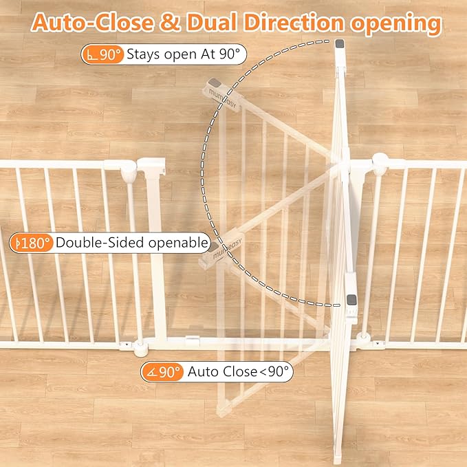 199" Extra Wide Baby Gate, Play Yard Child Safety Gate, Dog Gates with Auto-Close Door, Double Locking System for The House Doorways, Fireplace, Kitchen, 8-Panels, 30" Tall