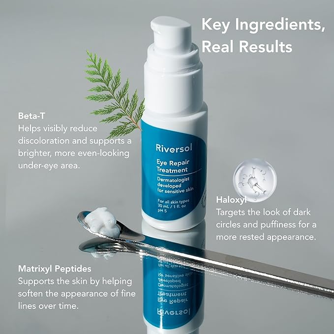 Riversol Dark Circle & Puffy Eye Cream Multi-Peptide Formula with Matrixyl | Reduces Wrinkles | Sensitive Skin Safe | Fragrance Free | Dermatologist-Developed | 4 Month Supply |