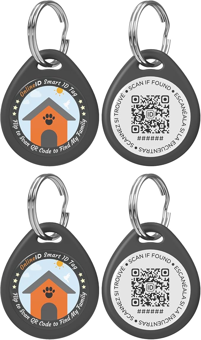 2 Pack Personalized Dog Tags,QR Code Pet ID Tags with Online Profile systerm,Editable Any Names and Phone numbles,2*Black,L
