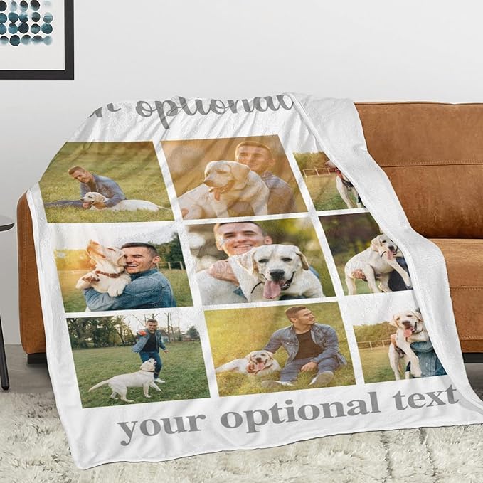 Artsadd Blankets with Pictures Customized, Dog Photos Personalized Blanket Custom Pet Loss Blanket for Mom Dad Friends