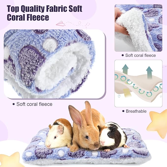 Jetec 3 Pcs Bunny Guinea Pig Beds Soft Bunny Mats Warm Guinea Pig Mat Small Animal Winter Bed Pads Fleece Sleeping Pads for Indoor Rabbit Hamster Squirrel Hedgehog Chinchilla Ferret(Heart)