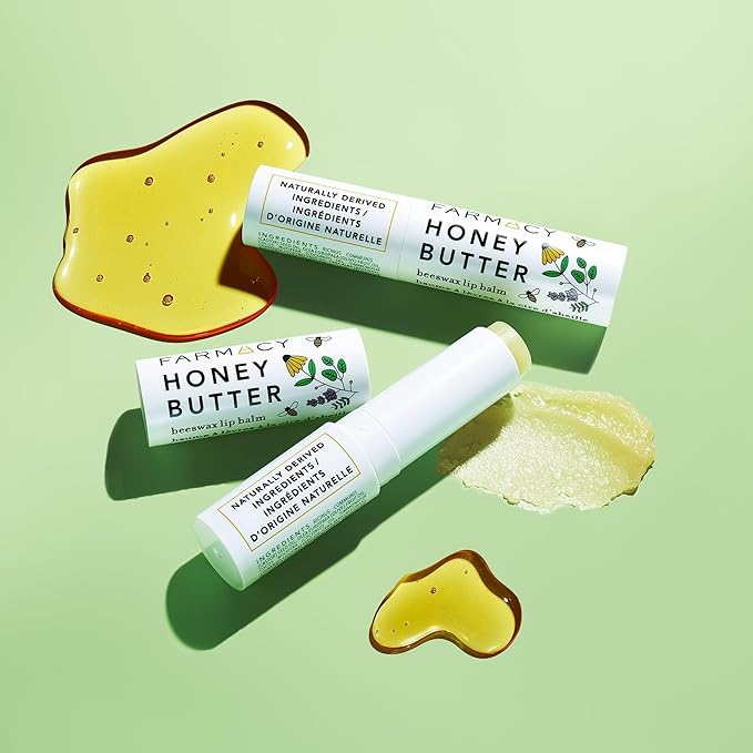 Farmacy Beeswax Lip Balm - Honey Butter Moisturizing Lip Care Enriched with Cupuaçu & Cocoa Butters, Proprietary Honey Blend and Vitamin E to Nourish, Soften & Heal (3.4g)