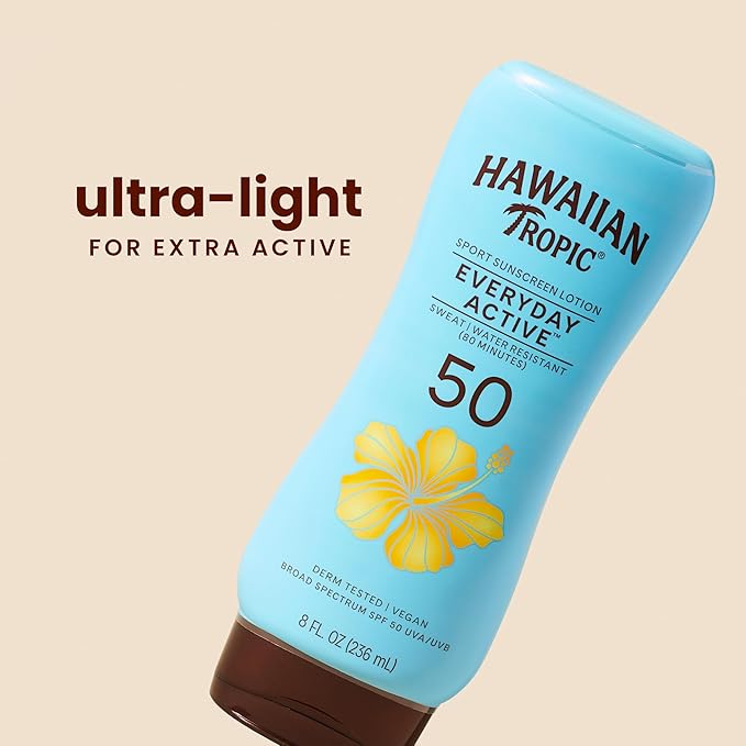 Hawaiian Tropic Everyday Active Sunscreen Lotion, SPF 50 Sunblock, 8 Fl Oz