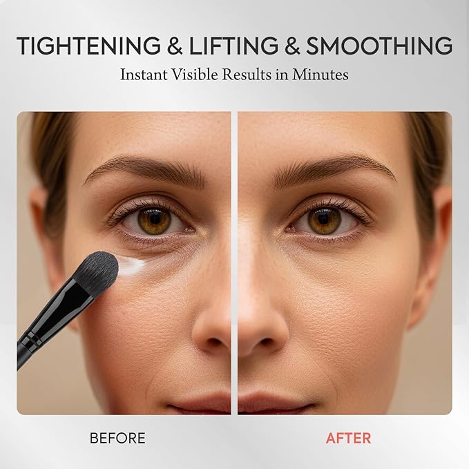 Instant Firm Temporary Eye Tightener: Perfection Tightening & Lifting Cream With Brush For Eye Bags, Wrinkles, Puffiness, Fine Lines – Lightweight, Easy Wear Formula, Gentle For All Skin Types. 1 Oz