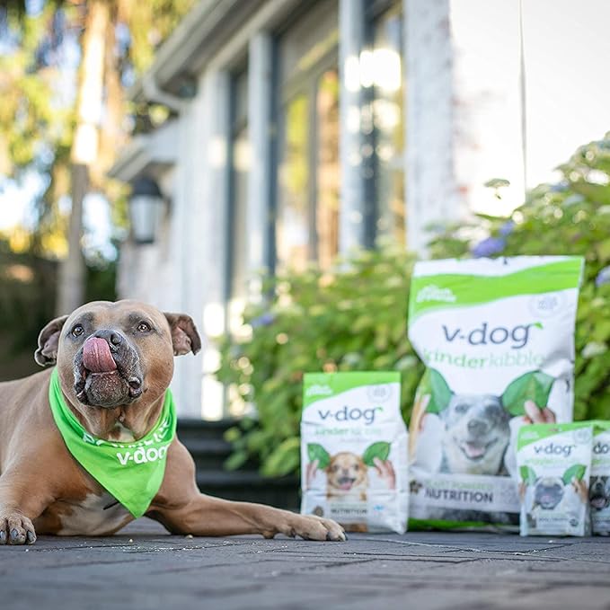 V-dog Vegan Kibble Dry Dog Food (24 LB) | Plant Based Protein with Added Taurine for Sensitive Stomach and Skin | Adult Dog Food | Vegetarian Superfood | Made in US