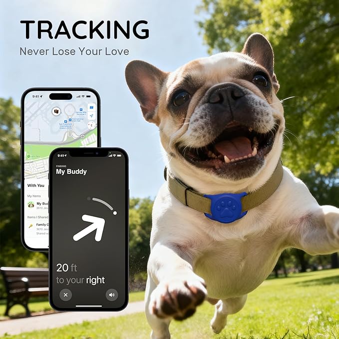 for Airtag Dog Collar Holder, Dog Airtag Holder Waterproof, Lightweight & Soft Silicone Air Tag Case for Pet Collars, Works with Multiple Tracker Tag Products (Blue1, 1 Pack)