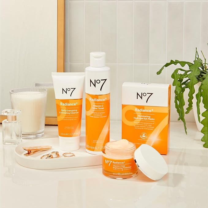 No7 Radiance+ Brightening Vitamin C Moisturizer Face Cream - Skin Nourishing Face Moisturizer - Fast-Absorbing + Lightweight Formula & Suitable for Dry Skin, 1.69 fl oz