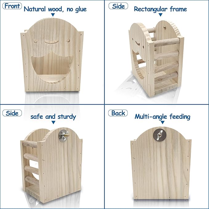 Hamiledyi Wood Rabbit Hay Feeder for Cage Bunny Hay Manger Rack Small Animals Feeding Holder Wooden Grass Dispenser with Chew Toys for Guinea Pig Chinchilla Hamster 9Pcs