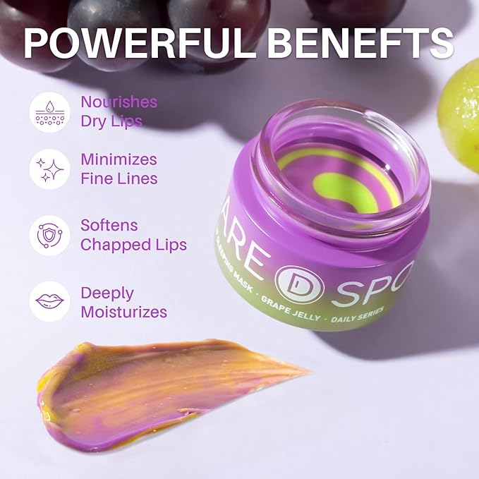 Lip Mask, Hydrating Overnight Lip Sleeping Mask, Lip Moisturizer for Dry Cracked Lips Care, Dual-Color Lips Balm for Nourishing and Softening Lips, Minimizes Fine Lines - Grape
