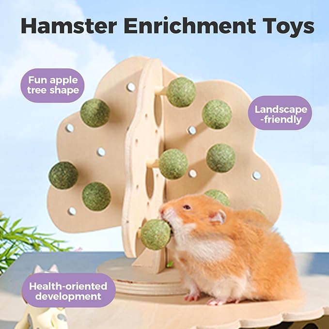 mini&moe Hamster Chew Toys – Guinea Pig Toys Enrichment for Teeth Natural Edible Interactive Rabbit Chew Treats for Gerbils, Bunny, Chinchilla