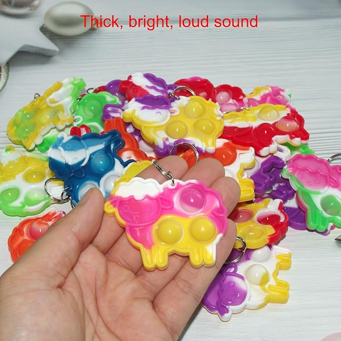 30 Packs Rainbow Bulk Sheep Fidget Pop Gifts, Mini Anxiety Stress Reliever Toys for Students Bubble Prize, Kids Birthday Christmas Party Favors