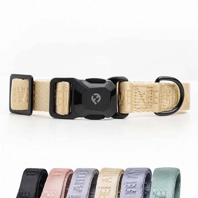 2025 New Edition, Fei & Eve MagEase Dog Collar - Patented Magnetic Buckles | Fur-Safe | Premium 210D Nylon | 450LB Escape-Proof | Adjustable Fit | Large (Champagne)