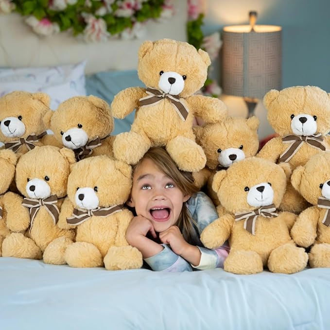 Tezituor Bulk Teddy Bears Stuffed Animal 14 Packs, Small Teddy Bear Bulk 12" for Baby Shower Decorations, Stuffed Bear Plush Toy for Wedding Birthday Christmas Party Decorations