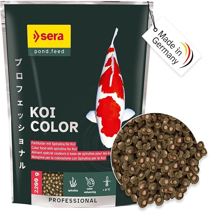 Sera Koi Professional Color 4.86 lb (2,200 g) | Colour Enhancing | Easily digestible koi Fish Food for Ponds | Premium Floating pellets with Omega acids | Fish Food for Ponds