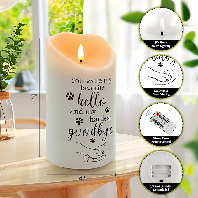 Dog Memorial Gifts for Loss of Dog Sympathy Gift, Sympathy Candle for Cat, Condolence Present for Pet Lovers, Friends to Remember Doggie, Marking Bereavement and Grief(4" x 7")