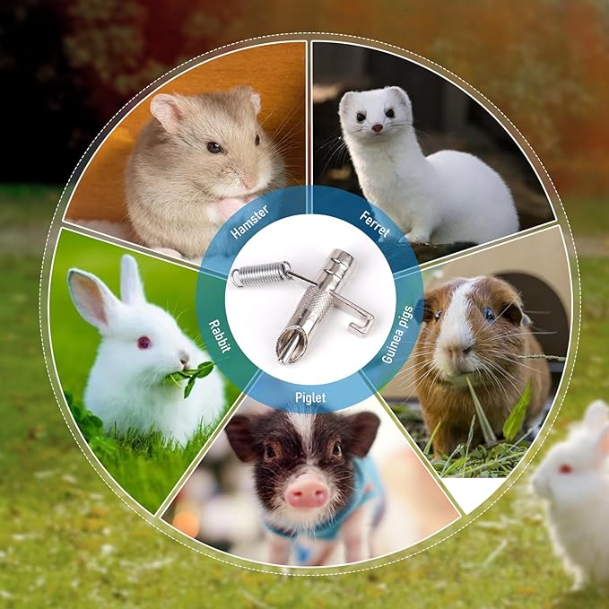 Automatic Rabbit Watering System Kit Rabbit Water Dispenser Include 12 Nipple Drinker, Hose, Connector, Hole Opener, Small Animal Water Feeder (Silver, 12 Nipple Drinker Kit)