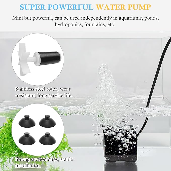 FEDOUR 10W 15W 20W Aquarium Submersible Filter, Quiet Fish Tank Internal Filter with Spray Bar, Powerful Aquarium Filter for 5-80 Gallon Tank (10W for 5-30Gallon)