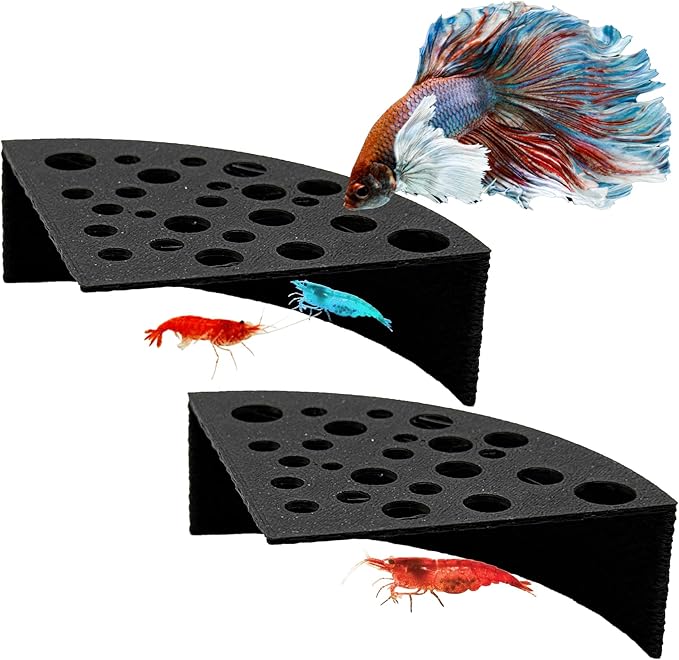 CTWPets Half Shrimp Breeding Protector | Shrimp Breeding Cave Aquarium Tunnel (Black, 2 Pack)