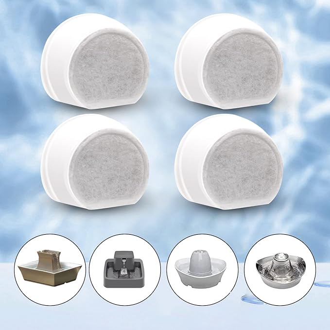 24/40 Pcs Replacement Carbon Charcoal Filters Dog and Cat Water Fountain Compatible with Multiple Pet Fountains. (12 Carbon Filters+ 12 Sponges)