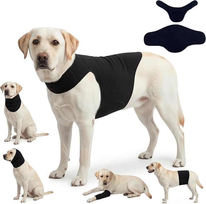 DAJIDALI® Modular Dog & Cat Anxiety Jacket, 2-Piece Calming Vest with Detachable Ear Hood, Silent Self-Adhesive Fabric, Thunder Relief & Post-Surgery Recovery Wrap