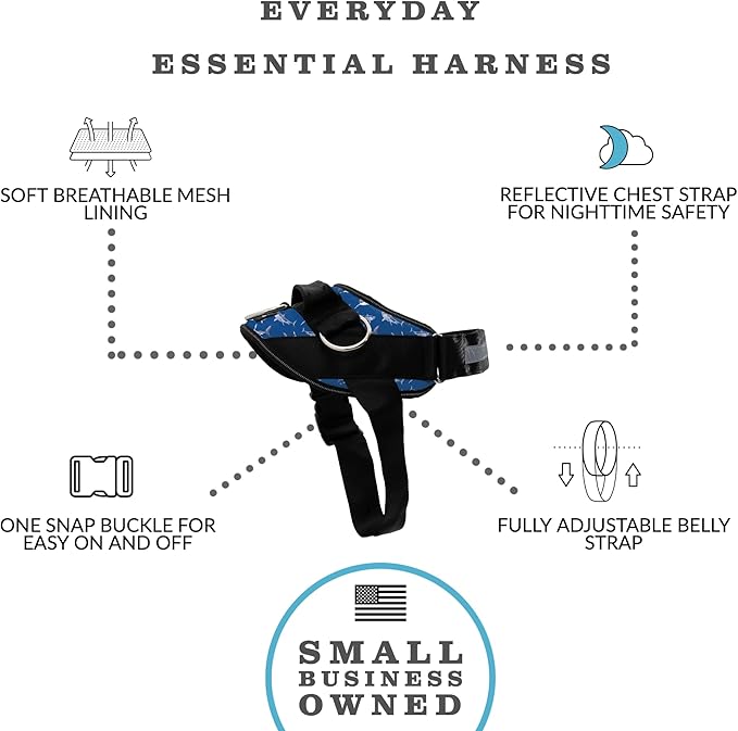 ShawnCo Essential Dog Harness, No-Pull Pet Vest with 3 Leash Clips, No Choke, Reflective, Adjustable and Padded, for Easy Walking and Training for Small, Medium and Large Dogs (White Sharks, XL)