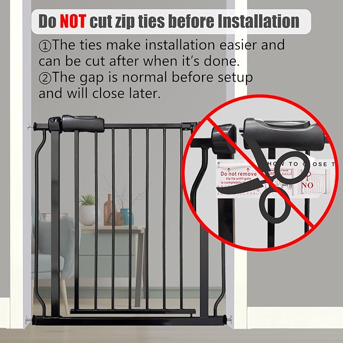 Extra Wide Baby Gate 62-67 Inch, Pressure Mounted Safety Child & Pet Gate - Black Metal - Large Walk Through - Long - for House Doorways & Stairs, 30 Inch Tall
