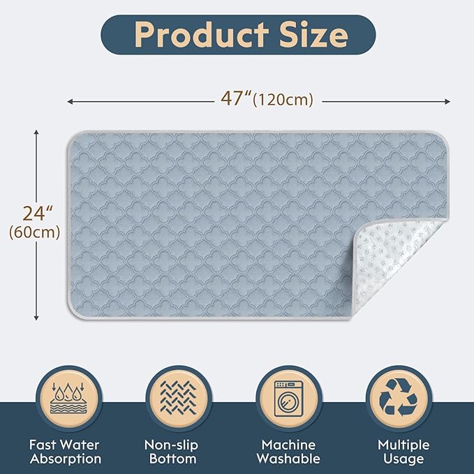 Washable Guinea Pig Cage Liner - 2 Pack Reusable Washable Pee Pads，Waterproof Guinea Pig Bedding for Small Animal - Rabbit Bunny Hamster Puppy (Light Grey, 24" X 47" - 2 Pack)