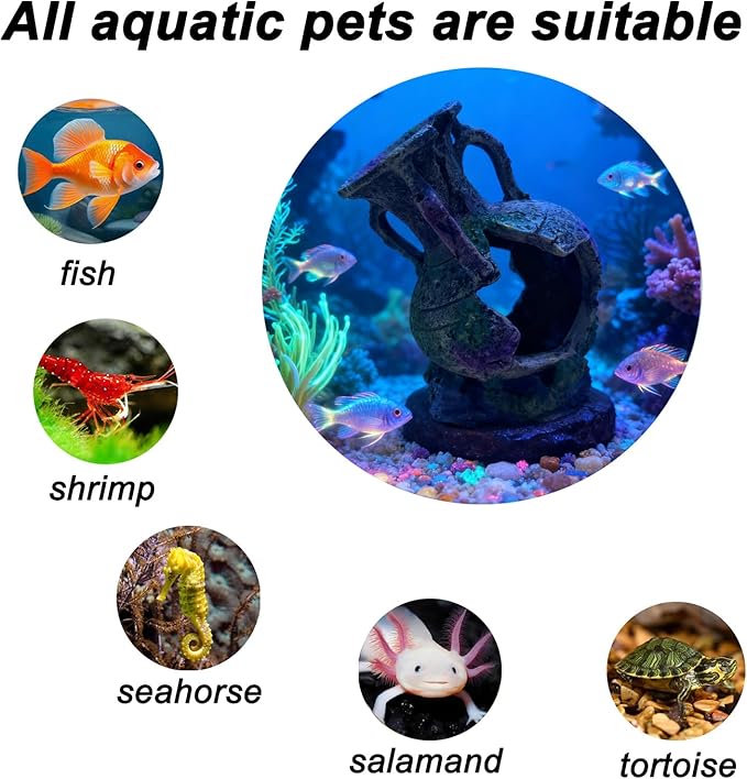 Aquarium Decoration - Fish Tank Cave Decoration Accessories Resin Classical Ceramic Jar Decoration Betta Fish, Shrimp, Cichlid Rest, Entertainment, and Breeding Spacious Hide and Play Place
