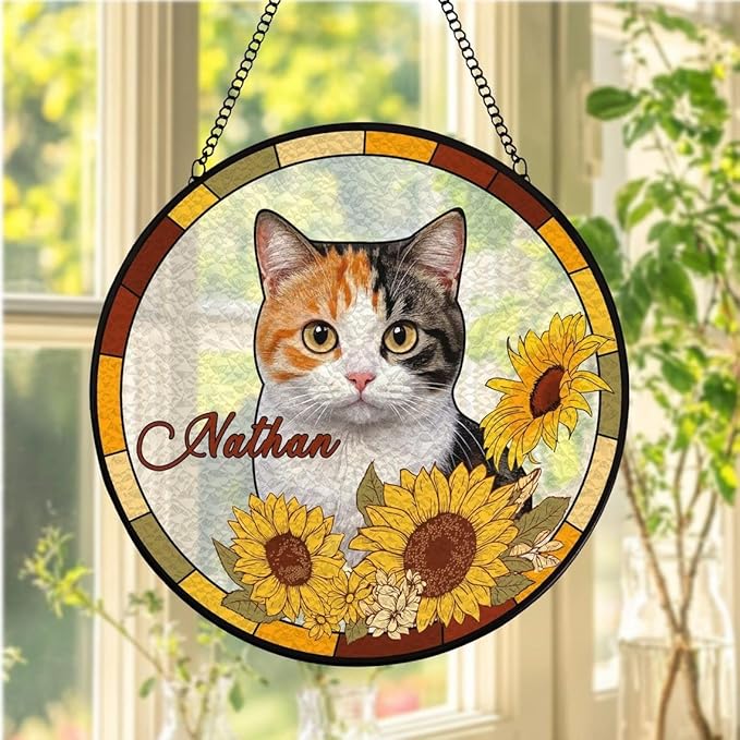 Custom Dog Portrait Stained Glass Suncatcher, Pet Memorial Stained Glass Photo Suncatcher, Staineds Glass Dog Memorial, Loss of Dogs Sympathy Gift Personalized, Pet Loss Gifts /10