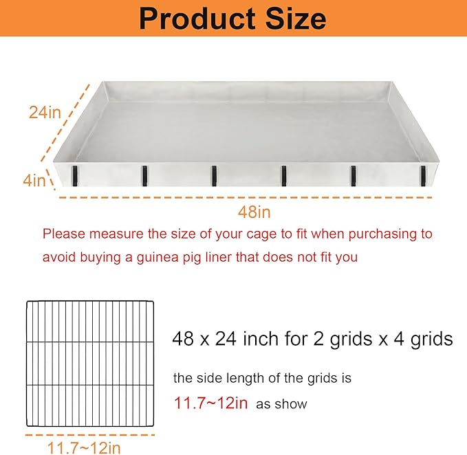 Waterproof Guinea Pig Cage Tarp Bottom for C & C Grids Habitat, 48"*24" Washable Guinea Pig Liner Base for Rabbits Hamsters Hedgehogs Ferrets Small Pets