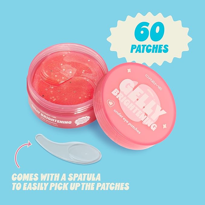 The Crème Shop Gelly Brightening Under Eye Patches, Hydrogel Eye Masks, Hydrating and Depuffing with PDRN & Strawberry Extract, Korean Skin Care, 60 Count (30 Pairs)