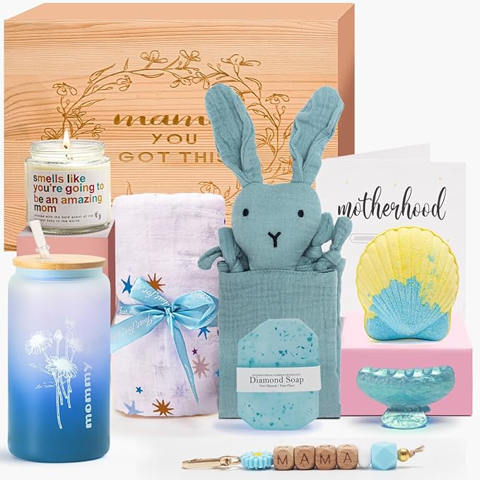 New Mom Gifts,New Mummy Care Package After Baby,Pregnancy Gifts Basket for Expecting Mom,First Time Mothers Day Gift for New Mom Birthday Spa Gifts for Women