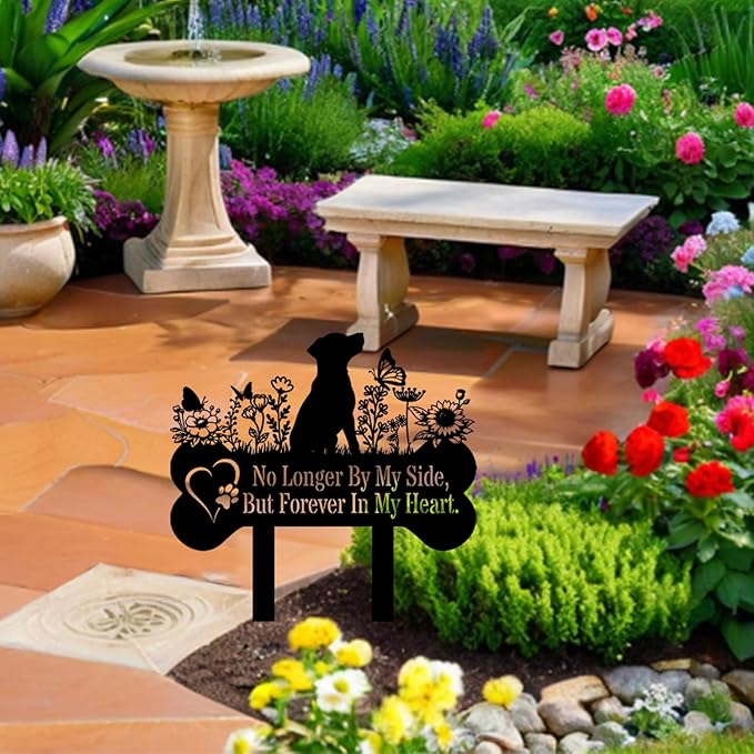 Pet Grave Markers Dog, Metal Pet Metal Memorial Garden Stake, Pets Waterproof Grave Stakes Plaque, Pet Headstone Garden Memorial Graves, Metal Dog Garden Decor 12"