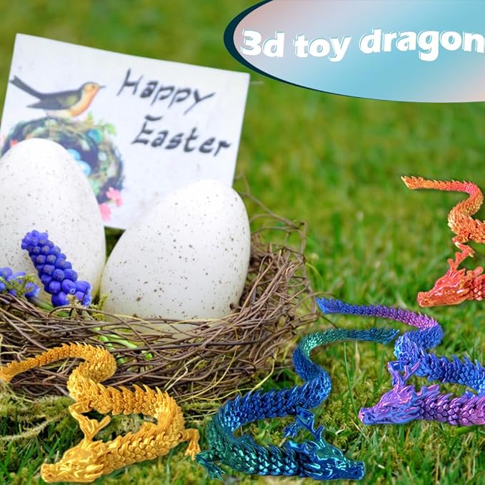 12In 3D Printed Dragons, Mini 3D Printed Animals Fidget Toys for Halloween, Fun Party Favors for Kids, Unique Birthday Gift, Classroom Rewards, 3D Printed Desk Pets Articulated Toy