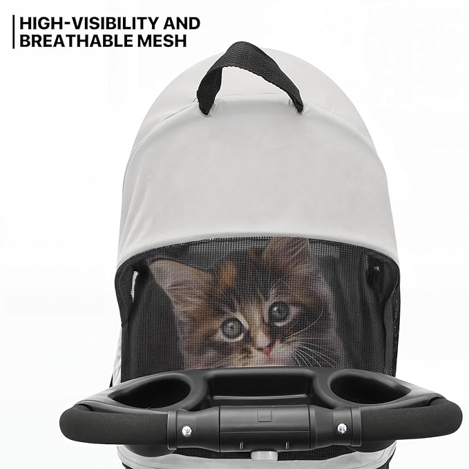 MoNiBloom 3 in 1 Foldable Pet Stroller for Small & Medium Dogs, Detachable Carrier, Car Seat, Push Button Entry, 4-Wheel Jogger for Pets up to 33 lbs, Black