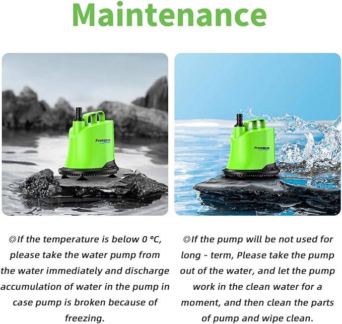 FREESEA Submersible Water Pump For Fountain: 400 GPH 25W Adjustable Small Sump Pump