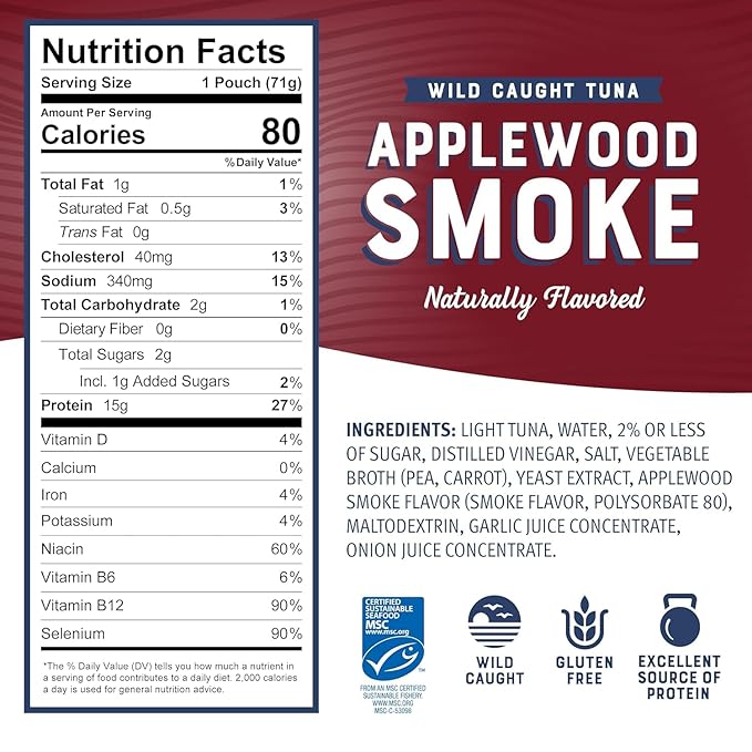 Bumble Bee Seasoned Tuna Pouch Bold Flavors Trio (3 Total Pouches) - Lemon & Pepper Tuna, Applewood Smoke Tuna, and Spicy Thai Chili Tuna - Ready to Eat 2.5 oz Packets