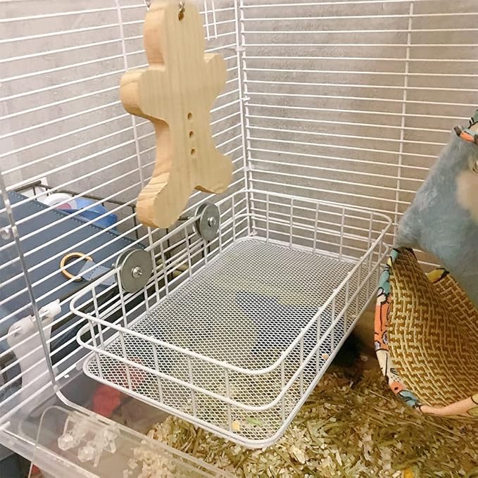 Rat Cage Platform, All-Metal Basket Chew-Proof Design, Chinchilla Toys and Cage Accessories Ledge Ramp fit Ferret, Guinea Pig, Sugar Glider