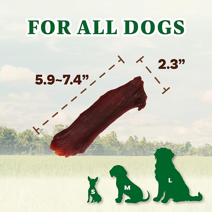 AFreschi Buffalo Dog Treats, All-Natural, Hypoallergenic, High Protein, Low Fat, Human Grade Puppy Chews – Healthy Grain-Free Training Treats, 4oz Jerky