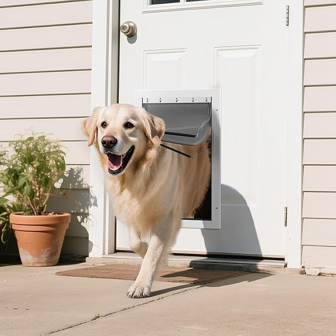 3-Flap Dog Door Replacement Insulated Flap with Clamp, Metal Bracket and Screws, Compatible with Large PetSafe Extreme Weather Aluminum Pet Door, PAC11-11039 10 1/8" X 16 7/8" (Frosted Transparent)