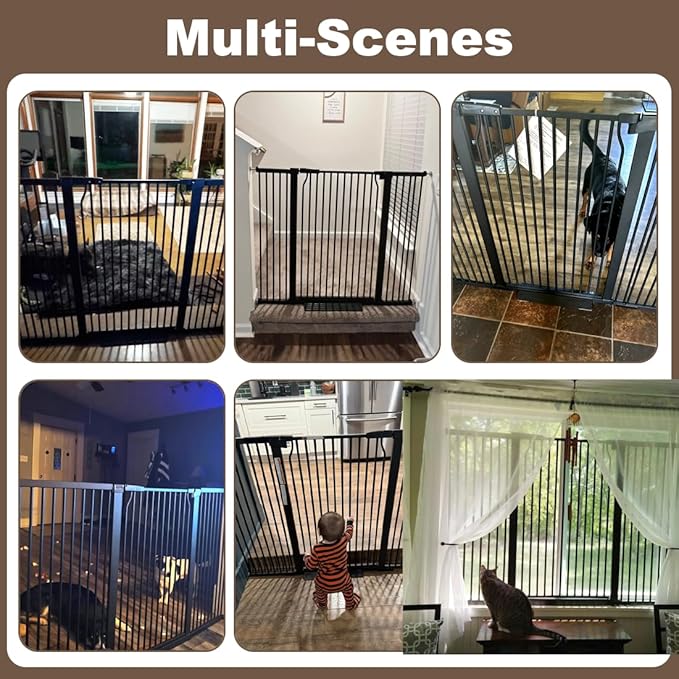 40.55" Extra Tall Baby Gate for Doorways, 40.6-49.1 in Wide Dog Gate Indoor, Walk Through Tall Pet Gates No Drilling, Pressure Mounted Child Safety Gate with Door for House Doggie, Black